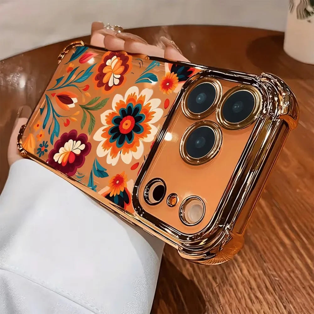 Colorful Flower Electroplated Case for iPhone 17 16 15 14 13 Pro Max