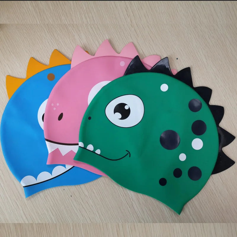 Dinosaur Silicone Swimming Cap Waterproof Long Hair Swim Hat Main image