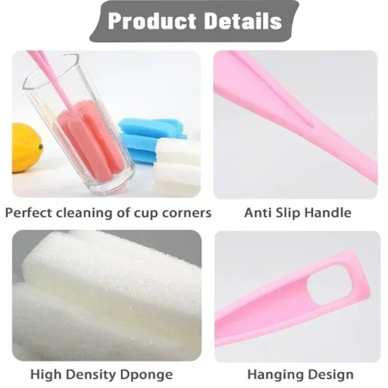 3PCS Bottle Cleaning Brush Set Glass & Cup Cleaner
