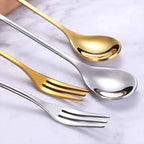 Leaf Coffee Spoon Set Stainless Steel – Gold & Silver Dessert Stirring Spoons