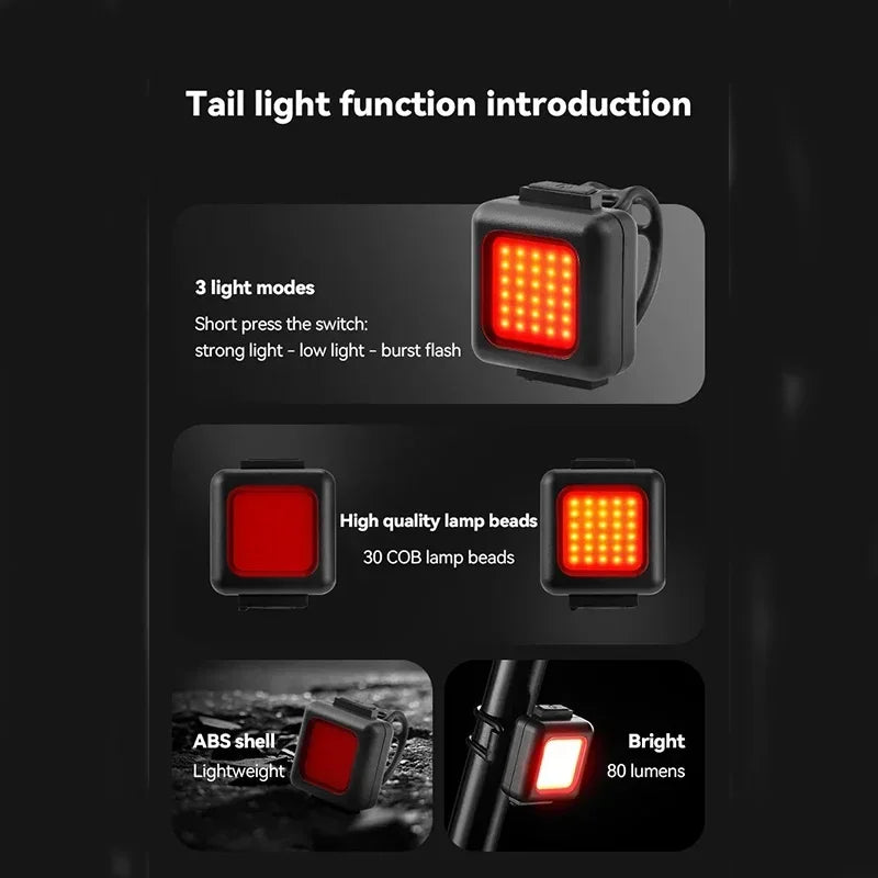 Rechargeable Bike Light Set Front & Rear USB Bicycle Lamp