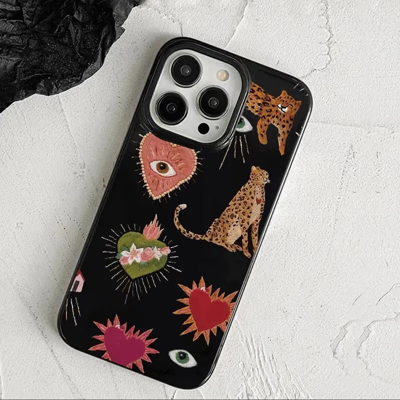 Luminous Graffiti Love Case for iPhone 16 15 14 13 12 11 Pro Max