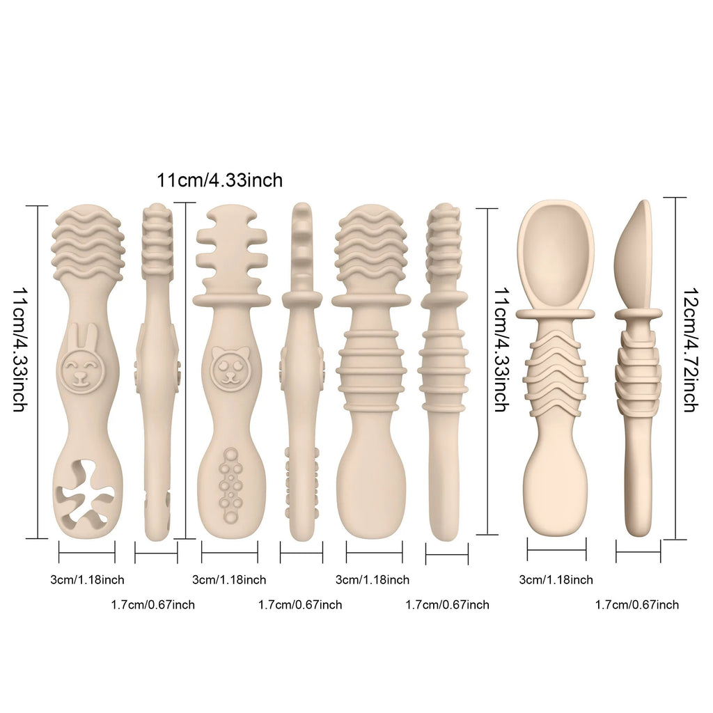 4PCS Silicone Baby Food Spoon Set for 6+ Months Feeding
