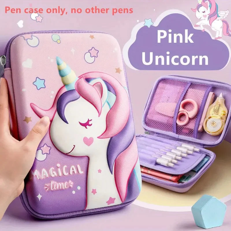 3D Unicorn Pencil Case Cute EVA Cartoon Stationery Box for Girls