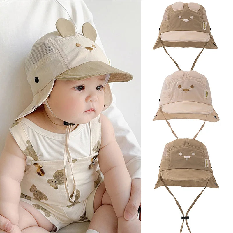Cartoon Bear Baby Fisherman Hat UK Quick Dry Kids Sun Hat Secondary image