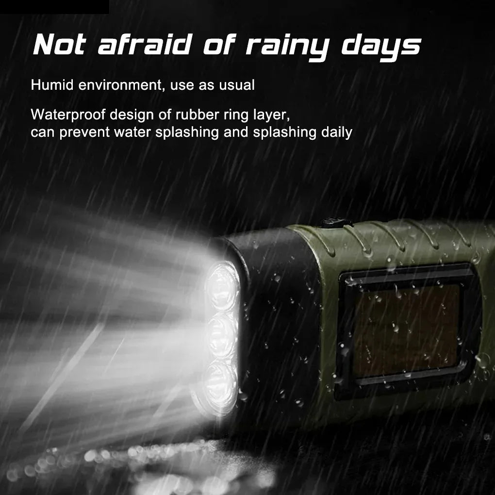 Solar Hand Crank LED Flashlight Emergency Camping Lantern