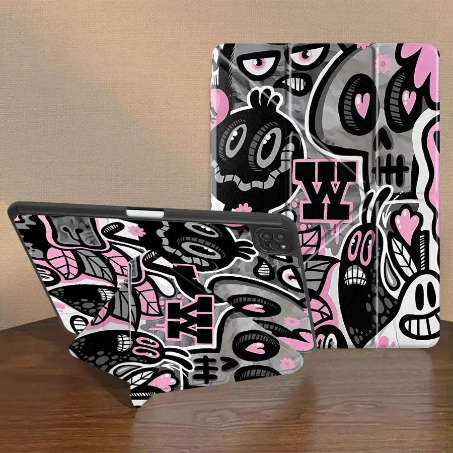 Pink Graffiti Doodle Case for iPad 10th 11th Air 4 5 Pro 11 Mini 6 7