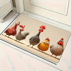 Funny Chicken Kitchen Mat Non-Slip Machine Washable Rug Decor