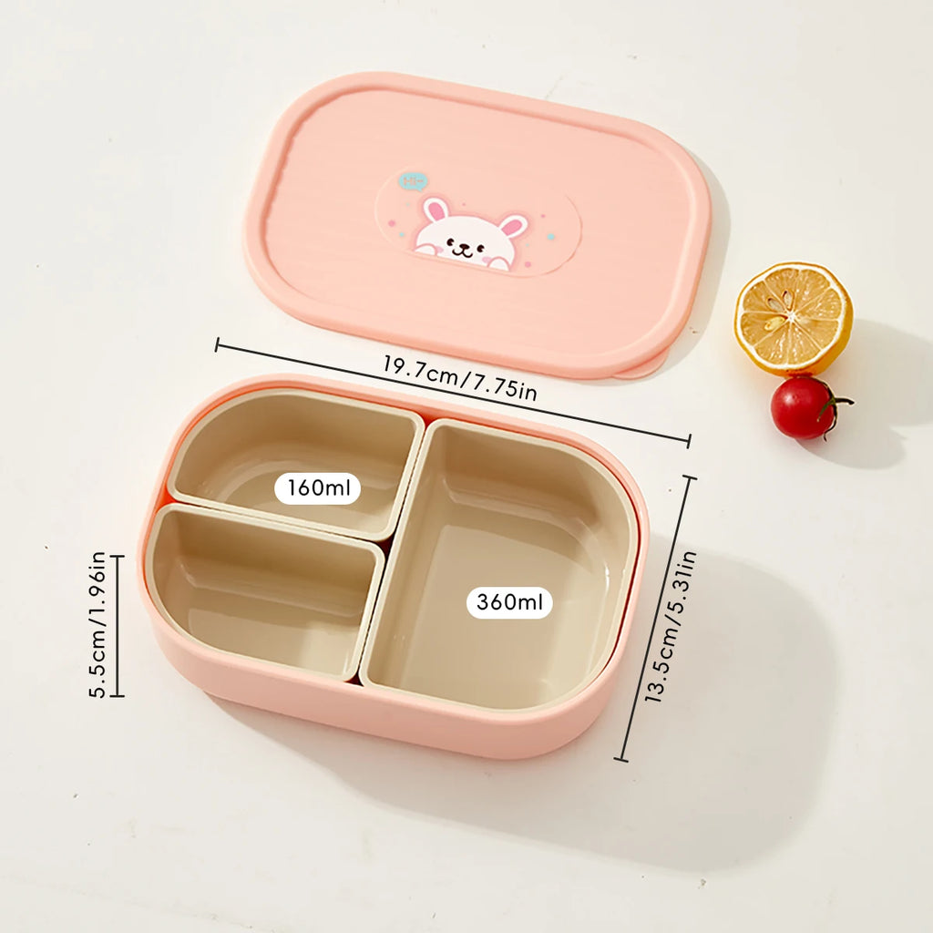WORTHBUY 3 Grid Lunch Box Microwave Safe Detachable Bento Container