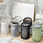 Clear Mesh Pencil Case Portable Standing Pen Holder Organizer