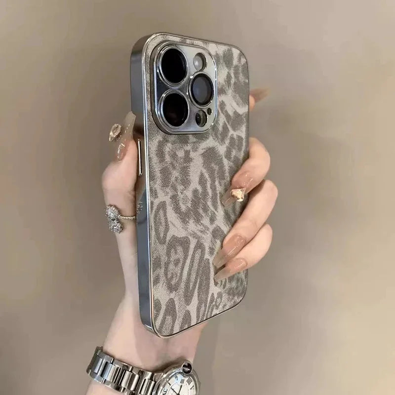 Luxury Leopard Print Phone Case For iPhone 11 12 13 14 15 16 17 Pro Max Plus Air