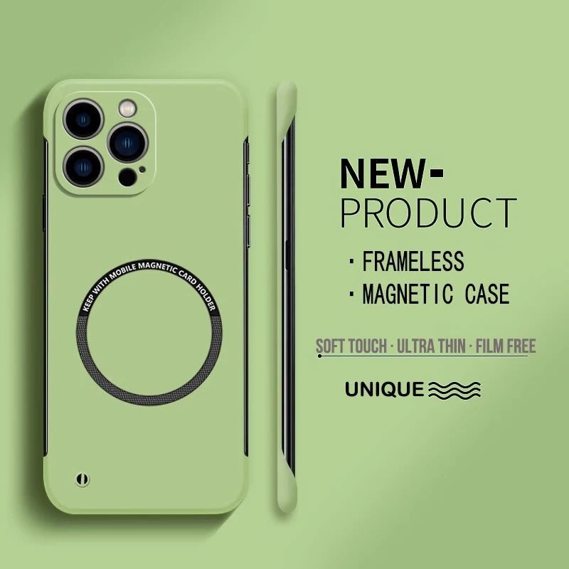 Magnetic Frameless Case for iPhone 15 14 13 12 11 Pro Max