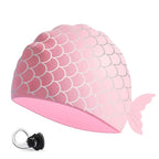 Kids Fish Tail Swim Cap Set Waterproof Swimming Hat