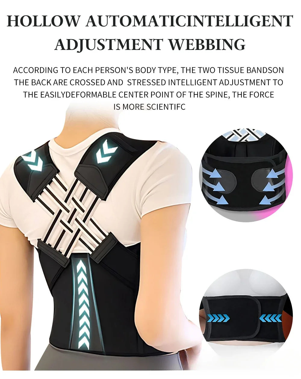 Adjustable Full Back Support Brace Shoulder Straightener Belt