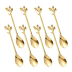 Leaf Coffee Spoon Set Stainless Steel – Gold & Silver Dessert Stirring Spoons