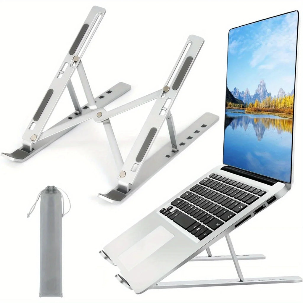 Adjustable Laptop Stand for Desk - Foldable Aluminium, 6-Level Heights