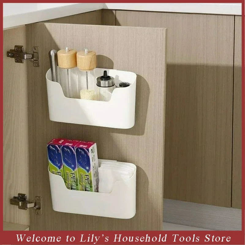 Wall-Mounted Adhesive Storage Rack Under Sink Cabinet Organizer Secondary image