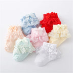 Newborn Baby Girl Lace Socks Princess Bow Cotton Socks 0-24M