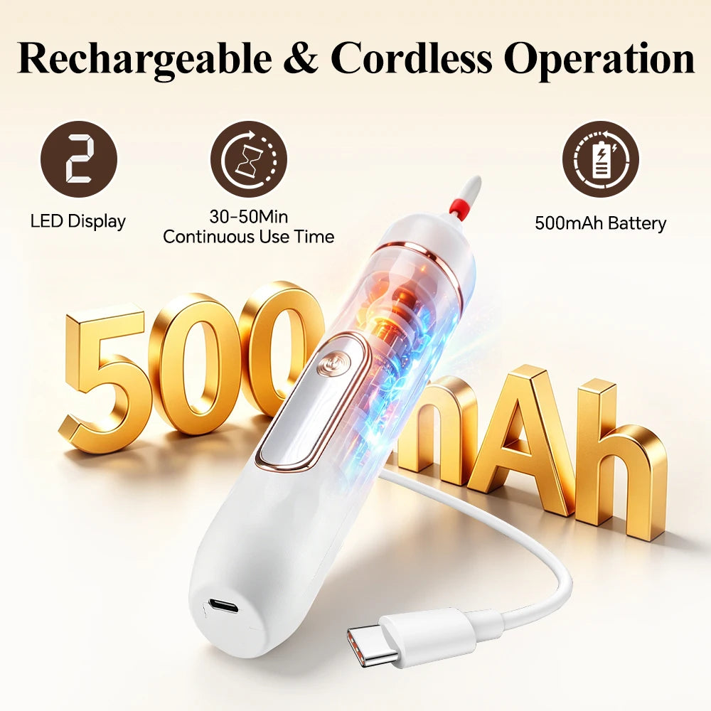 2-in-1 Electric Nail Foot File Callus Remover Replaceable Heads Tool