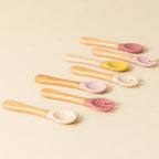 2PCS Baby Learning Spoon & Fork Set Wooden Handle Silicone Cutlery