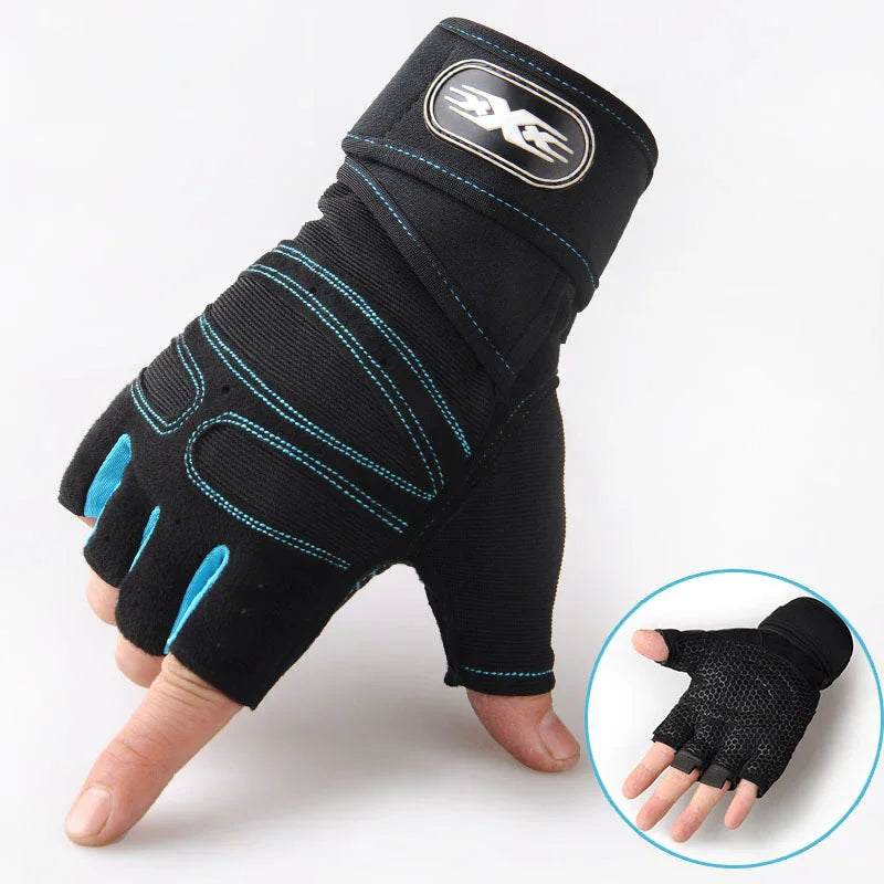 Fingerless Wrist Support Gloves Gym Cycling Fitness Anti Slip Gloves