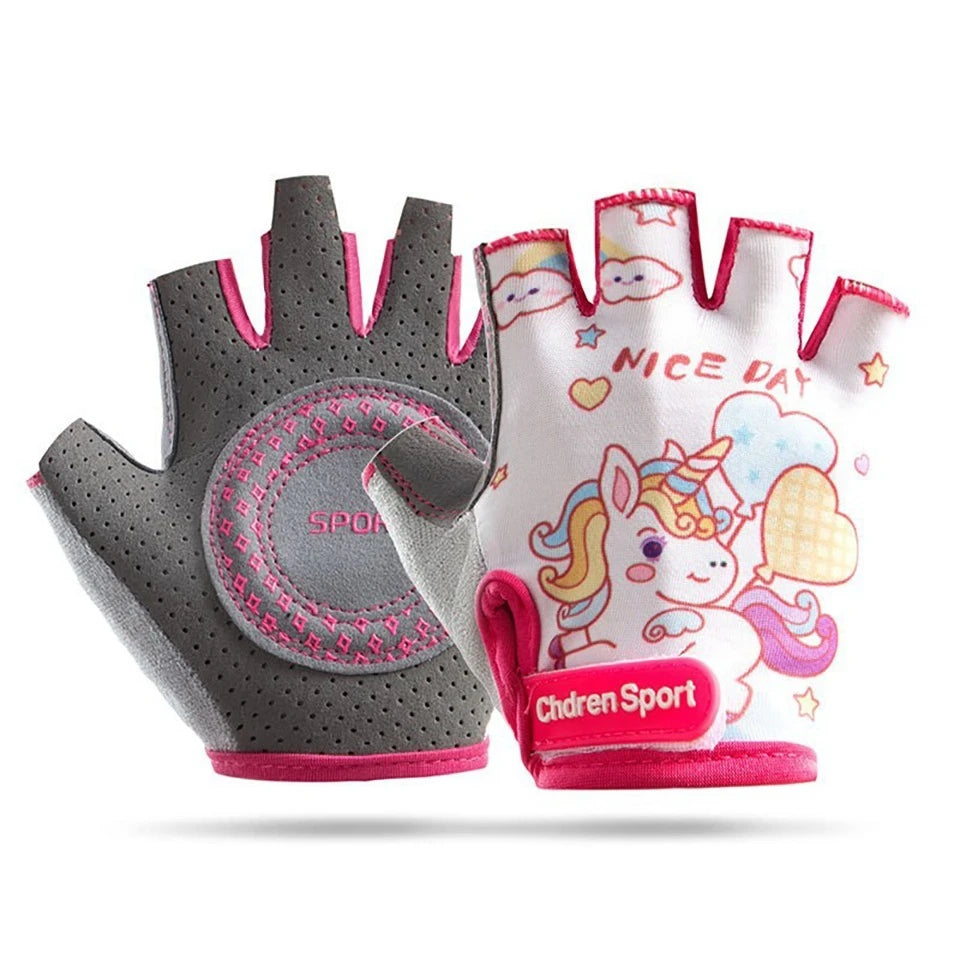 Kids Cycling Gloves Half Finger Breathable Anti Slip Bike