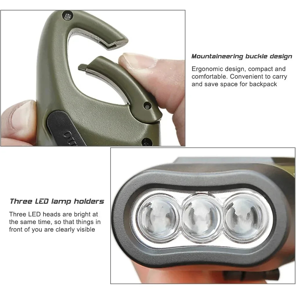 Solar Hand Crank LED Flashlight Emergency Camping Lantern
