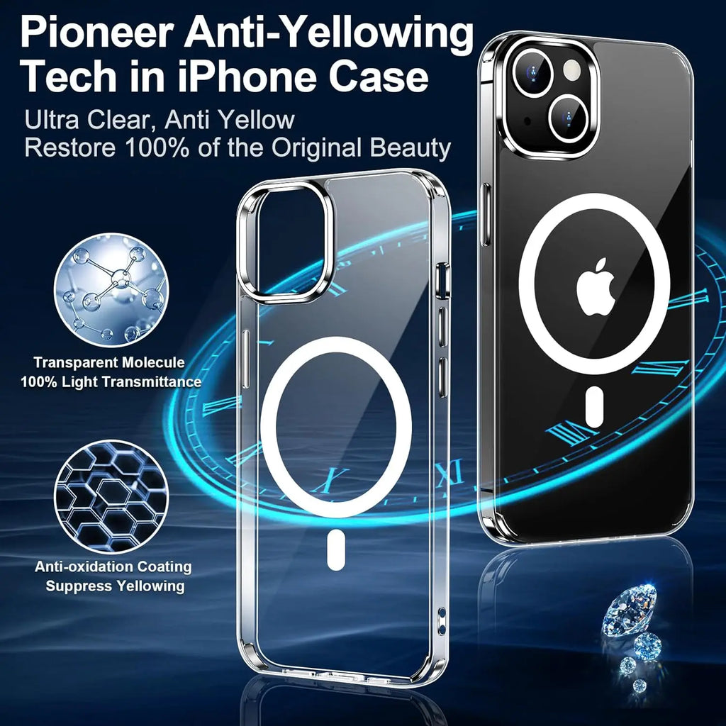 Ultra Slim Clear Magnetic Case for iPhone 16 15 14 13 12 11 Pro Max