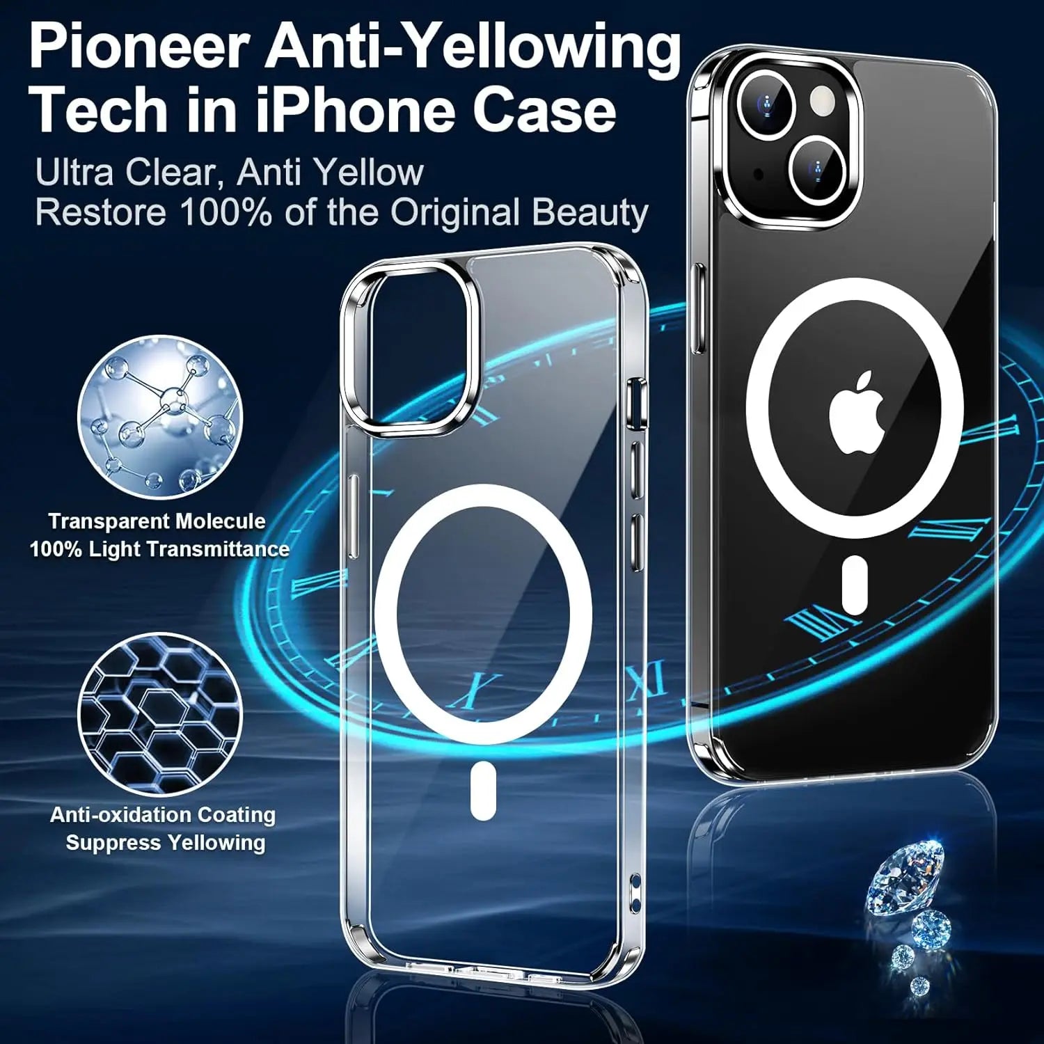 Ultra Slim Clear Magnetic Case for iPhone 16 15 14 13 12 11 Pro Max