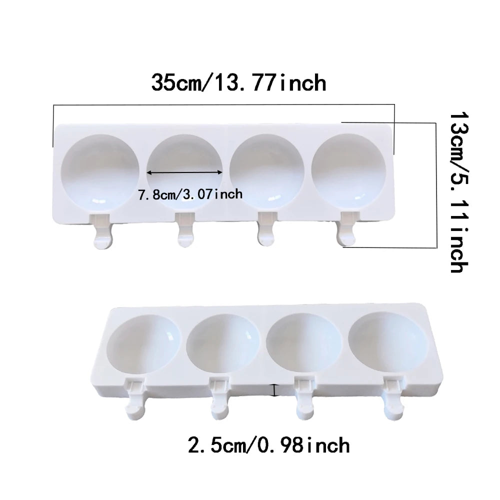 4 Hole Silicone Ice Cream Mold – Semi-Circular DIY Ice Cream Tray Maker