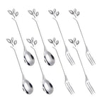 Leaf Coffee Spoon Set Stainless Steel – Gold & Silver Dessert Stirring Spoons