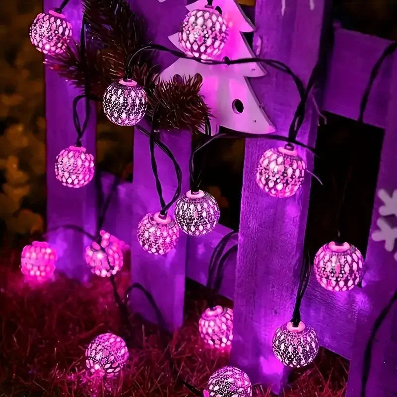 Solar Moroccan Ball String Lights Outdoor Fairy Decor