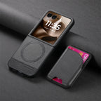 Magnetic Leather Wallet Case for Motorola Razr 60 50 40 Ultra