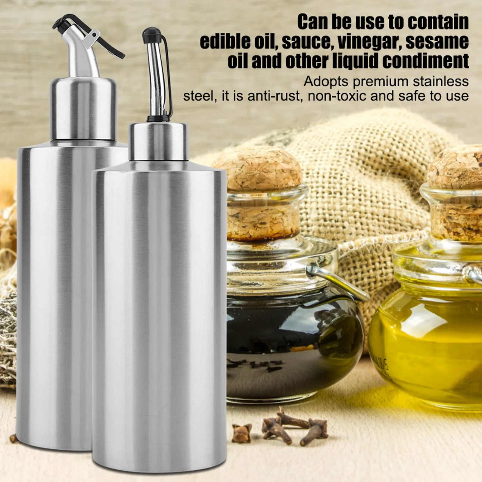 Stainless Steel Oil Bottle Kitchen Oil & Sauce Dispenser Secondary image