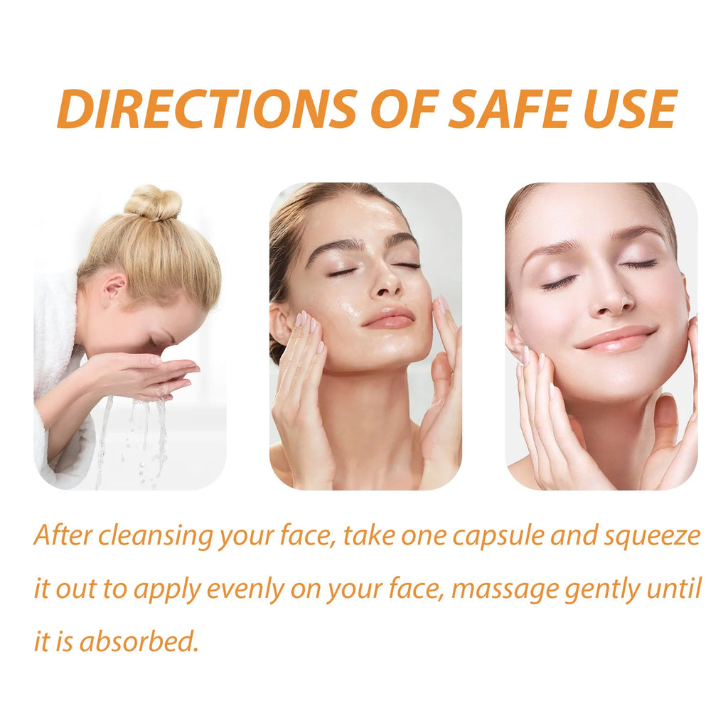 facial skin comparison illustrating acne spot removal and tone repair with collagen face serum