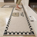VIKAMA Kitchen Floor Mat Cartoon Dirt Resistant Non-Slip Velvet Carpet