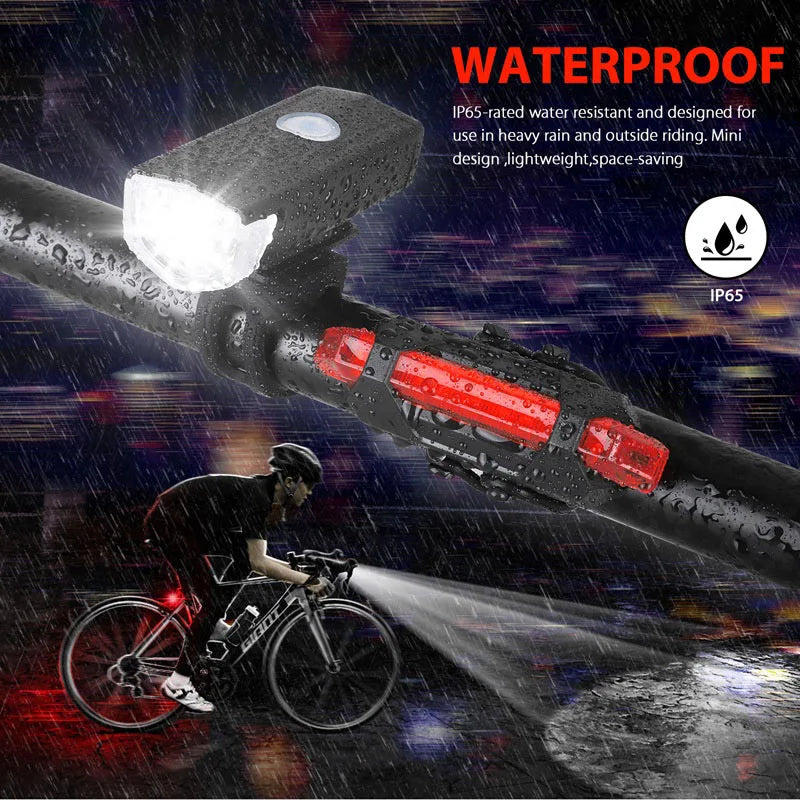 USB Rechargeable Bike Light Set with Front & Tail Light