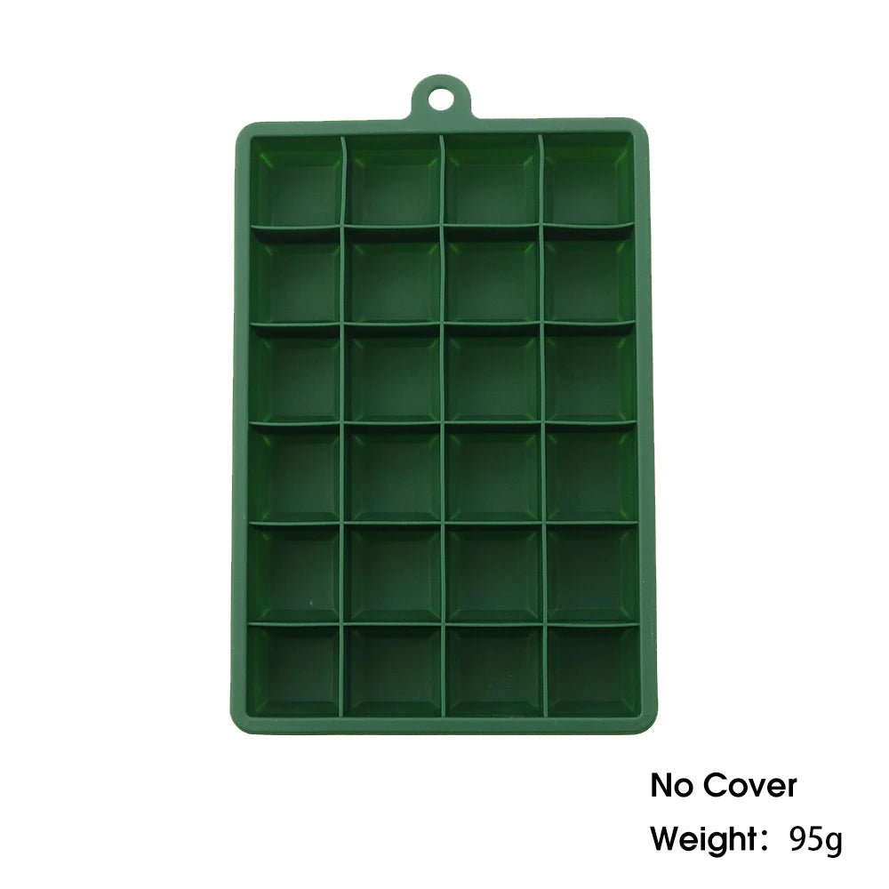 24-Hole Silicone Ice Cube Tray with Lid Square Ice Mold for Drinks & Cocktails