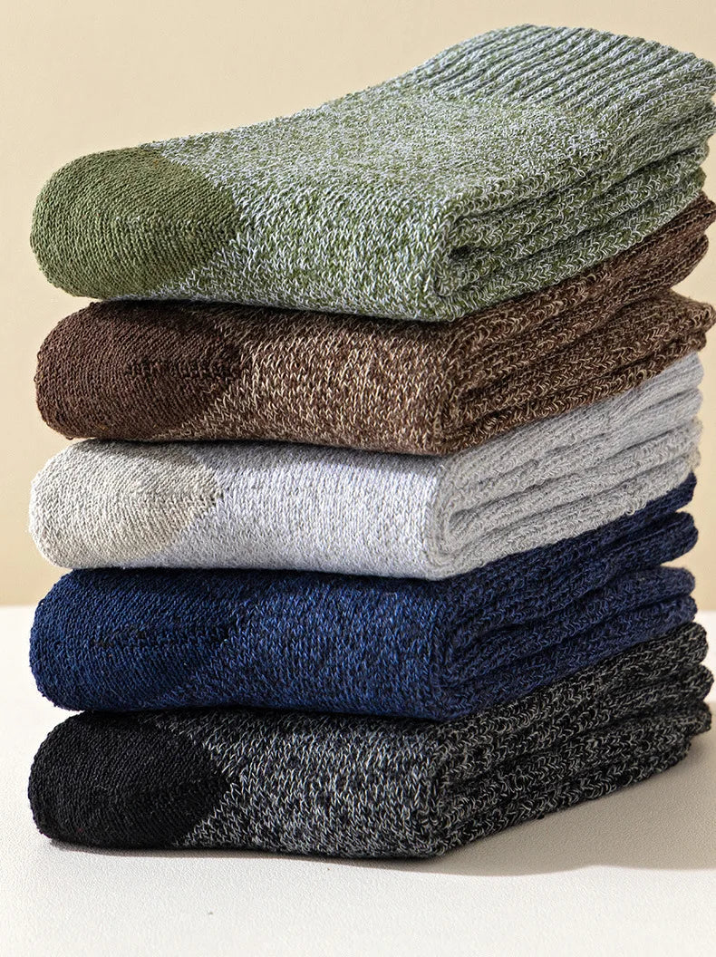 5 Pairs Merino Wool Thermal Socks Men Thick Warm Hiking Winter