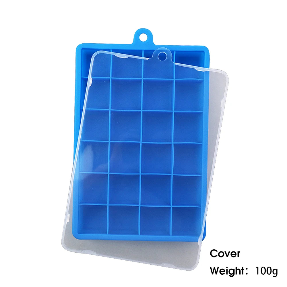 24-Hole Silicone Ice Cube Tray with Lid Square Ice Mold for Drinks & Cocktails