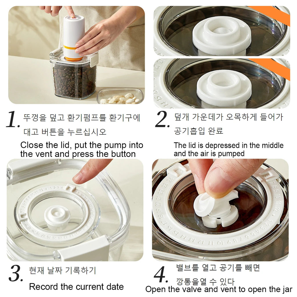 Vacuum Sealed Coffee Storage Jar Airtight Canister for Coffee, Tea & Cereals