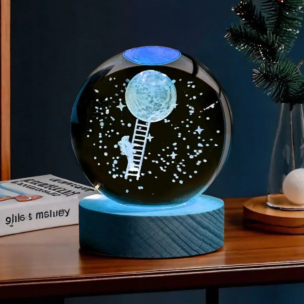 3D Astronaut Moon Landing Crystal Ball Night Light