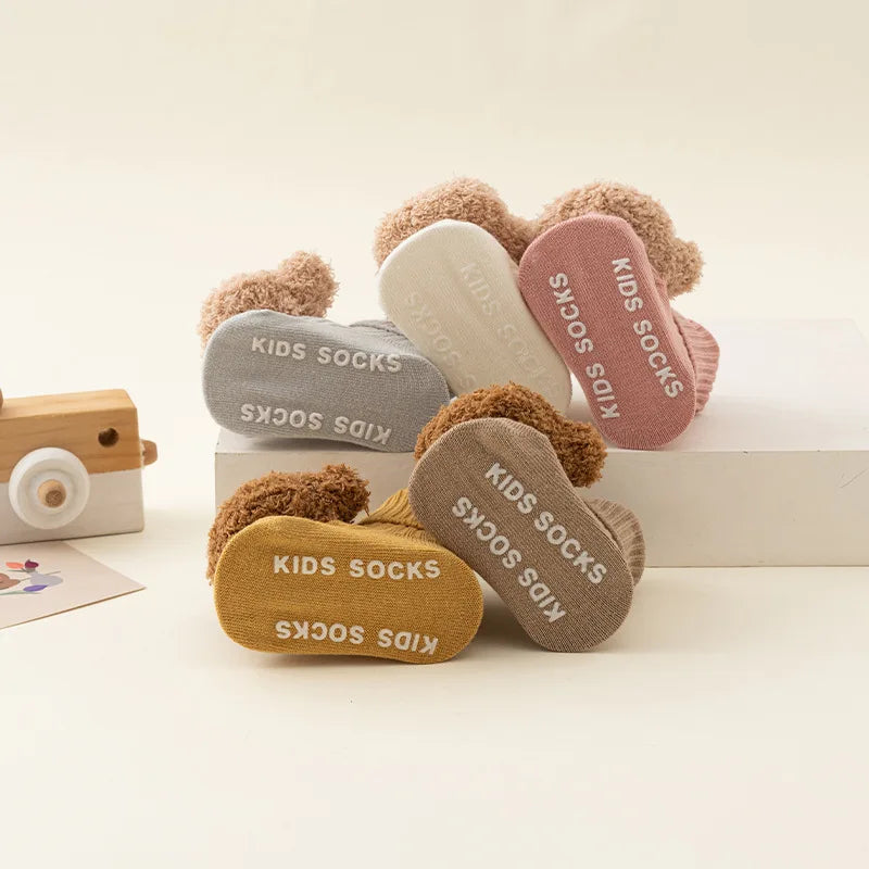 Cute Cartoon Bear Baby Socks Winter Warm Anti-Slip Toddler Socks