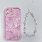 Pink Bow Silicone Case for iPhone 11 12 13 14 15 16 17 Pro Max