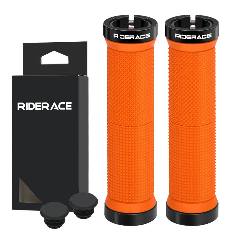 Ergonomic MTB Bike Grips Bilateral Lock Non-Slip Shockproof Rubber