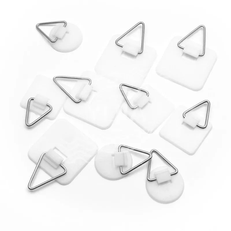 10Pcs Invisible Adhesive Plate Hangers Self-Adhesive Wall Hooks