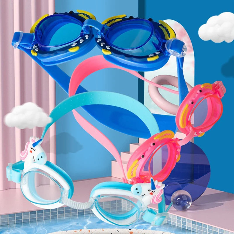 Kids Cartoon Swimming Goggles UK | Waterproof Anti-Fog Adjustable Diving Glasses