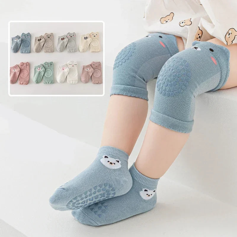 Baby Knee Pads Socks Set Anti-Slip Crawling Knee Protector