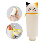 Cute Animal Silicone Pencil Case 2-in-1 Zipper Pen Pouch