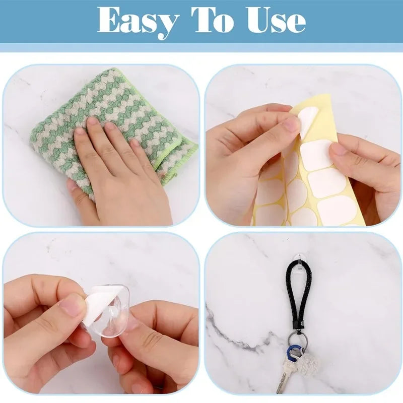 Mini Clear Adhesive Wall Hooks Transparent Sticky Storage Hooks